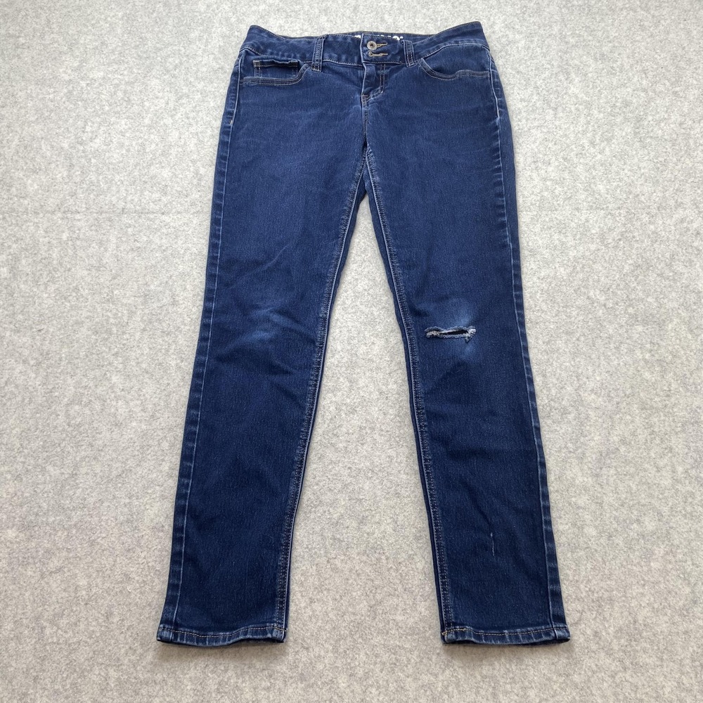 Hydraulic Juniors Skinny Jeans Blue Dark Wash Distressed Denim 31x27